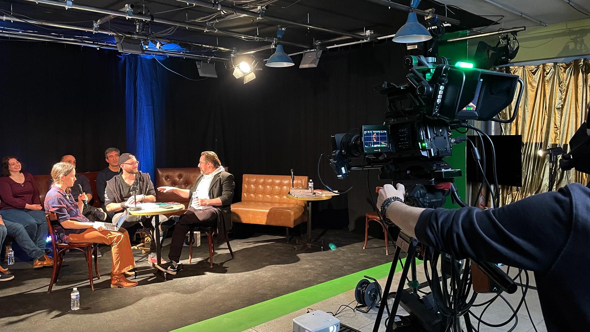 plateau cyclo, tournage interview